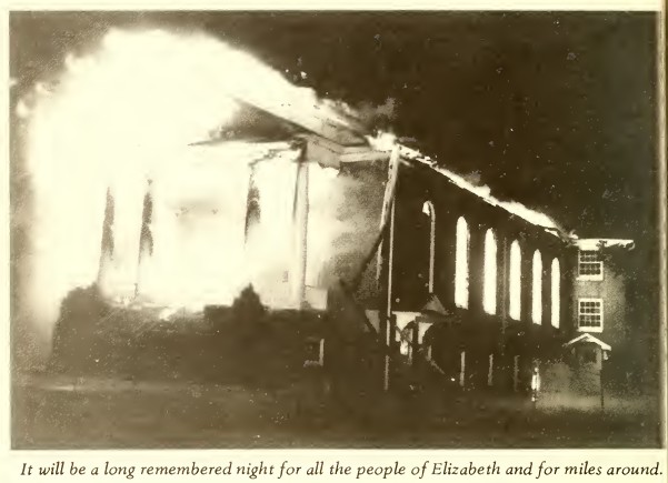 Elizabeth Baptist Church on fire